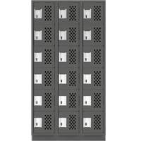 Clean-Line Perforated Lockerette, 6 -tier, Bank of 3, 12" x 72" x 12", Steel Sidevic Inc.