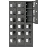 Clean-Line Perforated Lockerette, 6 -tier, Bank of 3, 12" x 72" x 12", Steel Sidevic Inc.