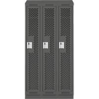 Clean Line Lockers, Bank of 3, 36" x 18" x 82", Steel, Charcoal, Rivet (Assembled), Perforated Sidevic Inc.