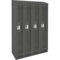 Clean Line Lockers, Bank of 4, 48" x 18" x 82", Steel, Charcoal, Rivet (Assembled), Perforated Sidevic Inc.
