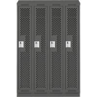 Clean Line Lockers, Bank of 4, 48" x 18" x 82", Steel, Charcoal, Rivet (Assembled), Perforated Sidevic Inc.