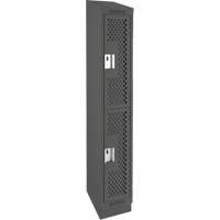 Clean Line Lockers, 2 -tier, 12" x 12" x 82", Steel, Charcoal, Rivet (Assembled), Perforated Sidevic Inc.