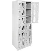Clean-Line Perforated Lockerette, 6 -tier, Bank of 2, 12" x 72" x 12", Steel Sidevic Inc.