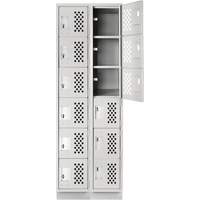 Clean-Line Perforated Lockerette, 6 -tier, Bank of 2, 12" x 72" x 12", Steel Sidevic Inc.