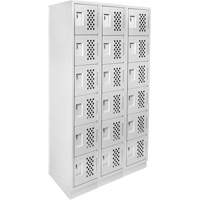Clean-Line Perforated Lockerette, 6 -tier, Bank of 3, 12" x 72" x 12", Steel Sidevic Inc.