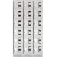 Clean-Line Perforated Lockerette, 6 -tier, Bank of 3, 12" x 72" x 12", Steel Sidevic Inc.