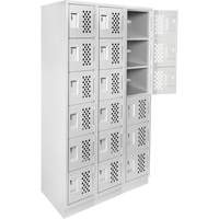 Clean-Line Perforated Lockerette, 6 -tier, Bank of 3, 12" x 72" x 12", Steel Sidevic Inc.