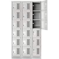 Clean-Line Perforated Lockerette, 6 -tier, Bank of 3, 12" x 72" x 12", Steel Sidevic Inc.