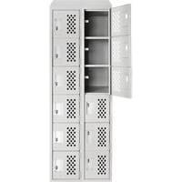 Petit casier perfor&eacute; Clean-Line, 6 niveaux, Bloc de 2, 15" x 72" x 12", Acier Sidevic Inc.