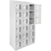 Petit casier perfor&eacute; Clean-Line, 6 niveaux, Bloc de 3, 15" x 72" x 12", Acier Sidevic Inc.