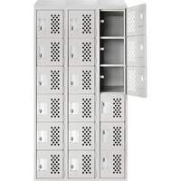 Petit casier perfor&eacute; Clean-Line, 6 niveaux, Bloc de 3, 15" x 72" x 12", Acier Sidevic Inc.