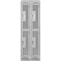 Casiers Clean Line, 2 niveaux, Bloc de 2, 24" x 12" x 82", Acier, Gris, Rivet (assembl&eacute;), Perfor&eacute; Sidevic Inc.