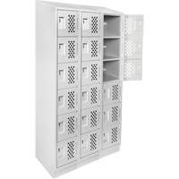 Petit casier perfor&eacute; Clean-Line, 6 niveaux, Bloc de 3, 12" x 72" x 12", Acier Sidevic Inc.
