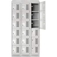 Petit casier perfor&eacute; Clean-Line, 6 niveaux, Bloc de 3, 12" x 72" x 12", Acier Sidevic Inc.