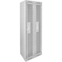 Casiers Clean Line, 2 niveaux, 12" x 15" x 72", Acier, Gris, Rivet (assembl&eacute;), Perfor&eacute; Sidevic Inc.