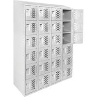 Casiers &eacute;conomiques perfor&eacute;s et assembl&eacute;s Clean Line, 6 niveaux, Bloc de 4, 18" x 72" x 12", Acier Sidevic Inc.