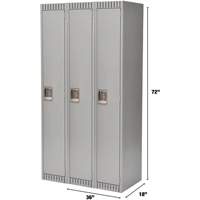 Lockers, Bank of 3, 36" x 18" x 72", Steel, Grey, Knocked Down Sidevic Inc.