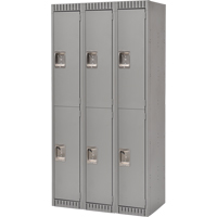 Lockers, 2 -tier, Bank of 3, 36" x 18" x 72", Steel, Grey, Knocked Down Sidevic Inc.