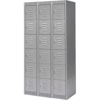 Lockers, 6 -tier, Bank of 3, 36" x 18" x 72", Steel, Grey, Knocked Down Sidevic Inc.