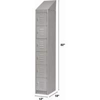 Lockers, 6 -tier, 12" x 18" x 82", Steel, Grey, Knocked Down Sidevic Inc.