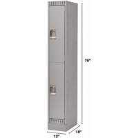 Lockers, 2 -tier, 12" x 18" x 76", Steel, Grey, Knocked Down Sidevic Inc.