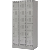 Lockers, 6 -tier, Bank of 3, 36" x 18" x 76", Steel, Grey, Knocked Down Sidevic Inc.