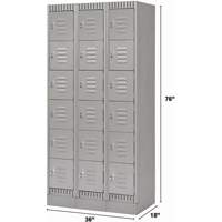 Lockers, 6 -tier, Bank of 3, 36" x 18" x 76", Steel, Grey, Knocked Down Sidevic Inc.