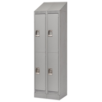 Lockers, 2 -tier, Bank of 2, 24" x 18" x 86", Steel, Grey, Knocked Down Sidevic Inc.