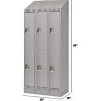 Lockers, 2 -tier, Bank of 3, 36" x 18" x 86", Steel, Grey, Knocked Down Sidevic Inc.