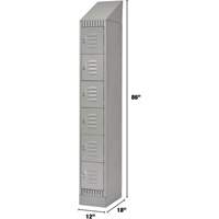 Lockers, 6 -tier, 12" x 18" x 86", Steel, Grey, Knocked Down Sidevic Inc.