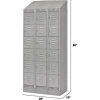 Lockers, 6 -tier, Bank of 3, 36" x 18" x 86", Steel, Grey, Knocked Down Sidevic Inc.