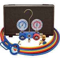 Dual Manifold Gauge Set with 3-in-1 Side Mount Can Tap Valve Sidevic Inc.