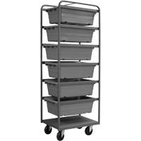 Mobile Tub Rack, Double-sided, 6 bins, 26" W x 18" D x 74" H Sidevic Inc.