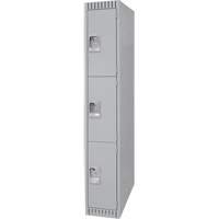Lockers, 3 -tier, 12" x 18" x 72", Steel, Grey, Knocked Down Sidevic Inc.
