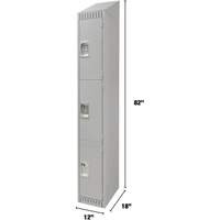 Lockers, 3 -tier, 12" x 18" x 82", Steel, Grey, Knocked Down Sidevic Inc.