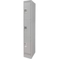 Lockers, 3 -tier, 12" x 18" x 76", Steel, Grey, Knocked Down Sidevic Inc.