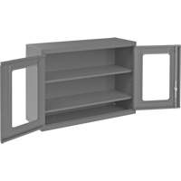 Armoire de rangement murale avec portes transparentes, 26-15/16" h x 35-7/8" la x 13-11/16" p, 2 tablettes, Acier, Gris Sidevic Inc.