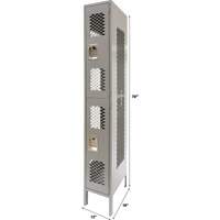 Vented Lockers, 2 -tier, 12" x 18" x 78", Steel, Grey, Knocked Down, Perforated Sidevic Inc.