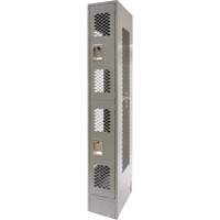 Vented Lockers, 2 -tier, 12" x 18" x 78", Steel, Grey, Knocked Down, Perforated Sidevic Inc.