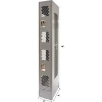 Vented Lockers, 2 -tier, 12" x 18" x 78", Steel, Grey, Knocked Down, Perforated Sidevic Inc.