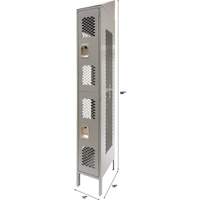 Vented Lockers, 2 -tier, 12" x 18" x 88", Steel, Grey, Knocked Down, Perforated Sidevic Inc.