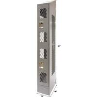 Vented Lockers, 2 -tier, 12" x 18" x 88", Steel, Grey, Knocked Down, Perforated Sidevic Inc.