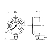 Pressure Gauges, 2-1/2" , 30" Hg-0" Vac., Bottom Mount, Liquid Filled Analogue Sidevic Inc.