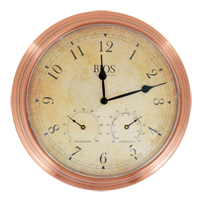 Horloge ext&eacute;rieure 3 en 1, Analogique, &agrave; piles, 14" dia., Brun Sidevic Inc.
