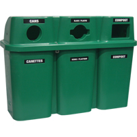 Contenants de recyclage Bullseye, Bord de rue, Plastique, 3 x 22 gal. US Sidevic Inc.