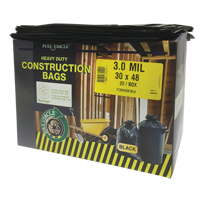 Contractor Liners, Strong, 30" W x 48" L, 3 mils, Black, 113.56 L (30 Gal.) Capacity Sidevic Inc.