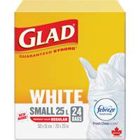 Small 25L Febreze Garbage Bags, Regular, 20" W x 20" L, White Sidevic Inc.