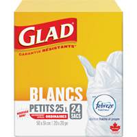 Small 25L Febreze Garbage Bags, Regular, 20" W x 20" L, White Sidevic Inc.