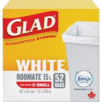 X-Small 15L Roommate Febreze Garbage Bags, Regular, 17" W x 20" L, White Sidevic Inc.