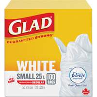 Small 25L Febreze Garbage Bags, Regular, 20" W x 20" L, White Sidevic Inc.